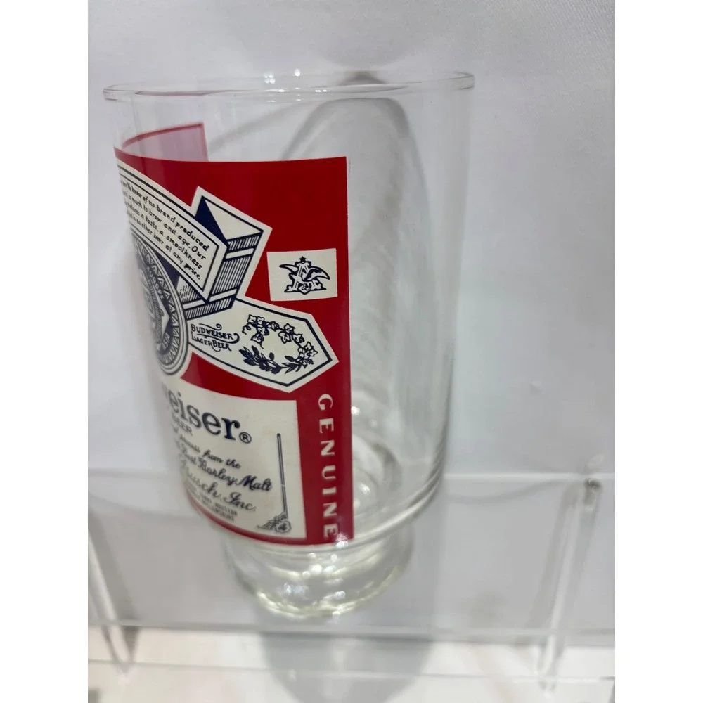 Budweiser Beer Glass OS Clear Red Vintage Footed Pilsner Lager Cup